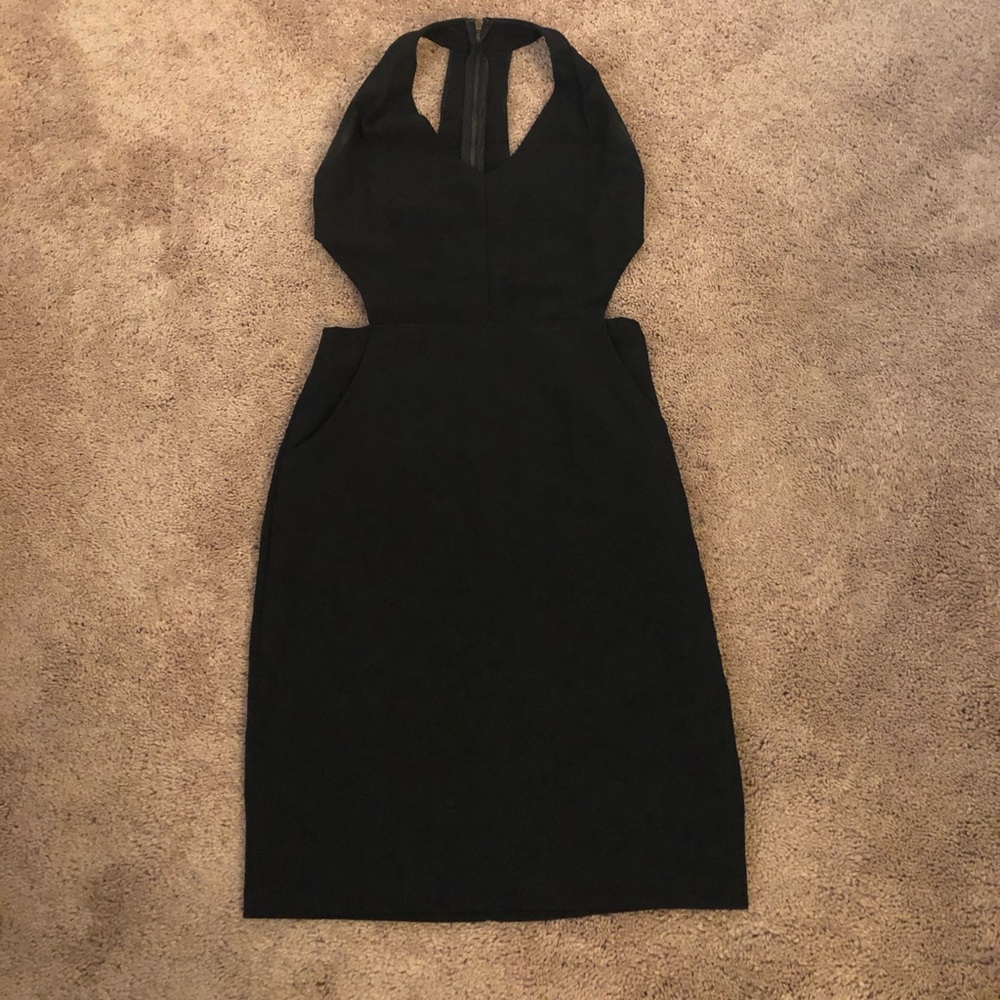 Black cutout dress with pockets